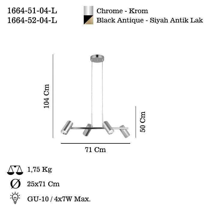 Opviq Oktano - 51-04-L Candelabro Cromado Ajustable Opviq Oktano - 51-04-L Candelabro Cromado Ajustable